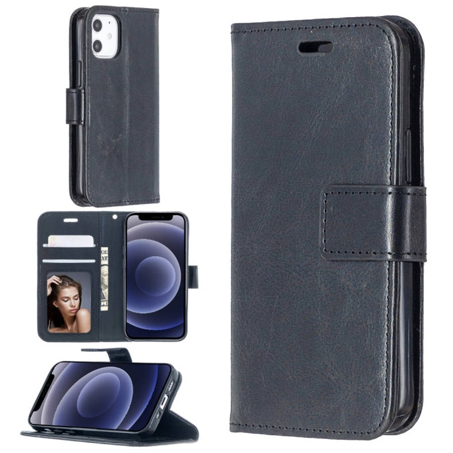 For iPhone 12 Crazy Horse Texture Horizontal Flip Leather Case with Holder & Card Slots & Wallet ...