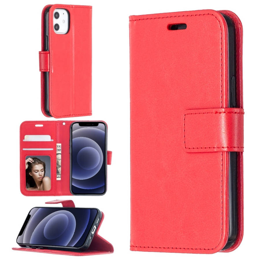 For iPhone 12 Crazy Horse Texture Horizontal Flip Leather Case with Holder & Card Slots & Wallet ...