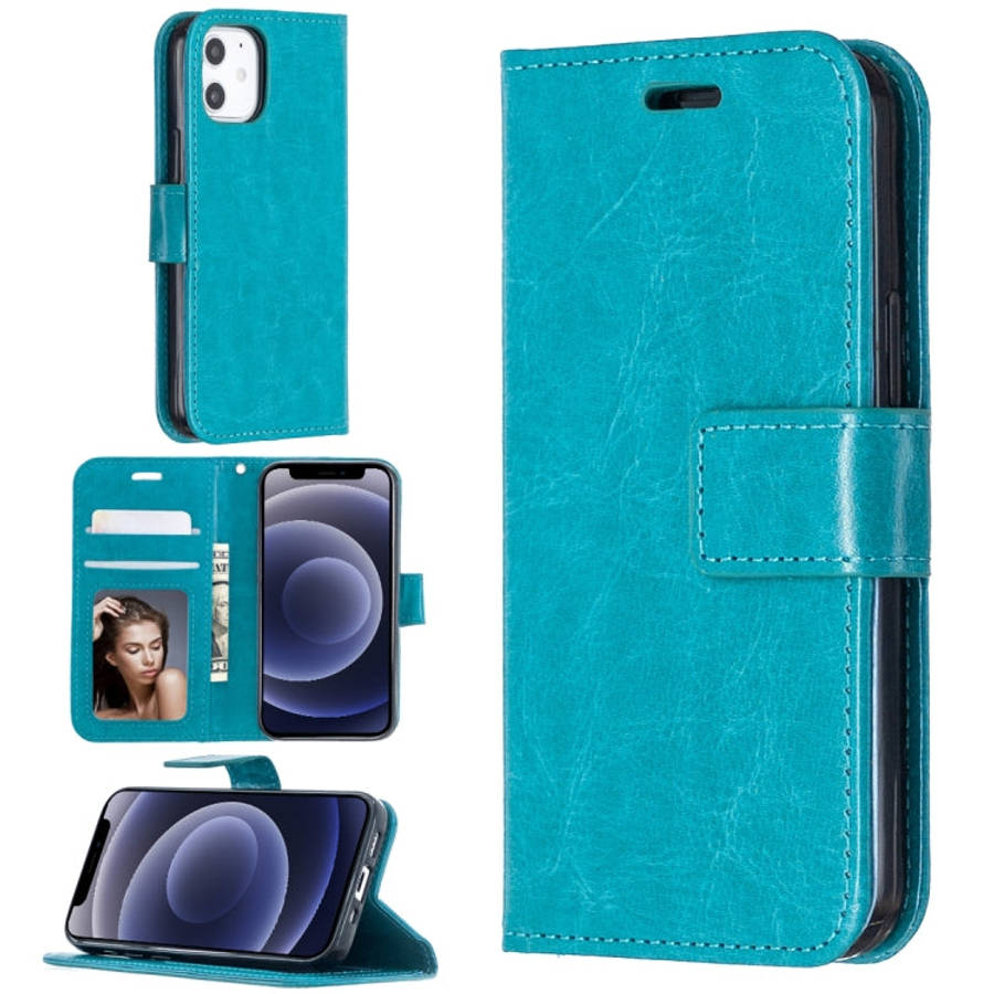 For iPhone 12 Crazy Horse Texture Horizontal Flip Leather Case with Holder & Card Slots & Wallet ...