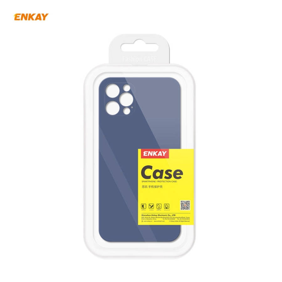 For iPhone 12 Pro Hat-Prince ENKAY ENK-PC069 Liquid Silicone Straight Edge Shockproof Protective ...
