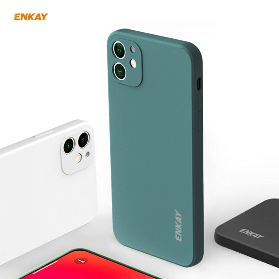 For iPhone 12 Hat-Prince ENKAY ENK-PC0682 Liquid Silicone Straight Edge Shockproof Case + 0.26mm ...