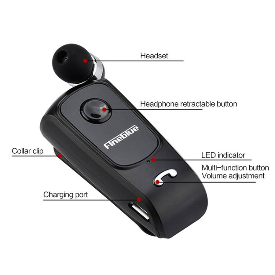 F920 CSR4.1 Retractable Cable Caller Vibration Reminder Anti-theft Bluetooth Headset, Black, Whit...