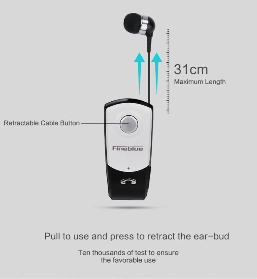 F960 CSR4.1 Retractable Cable Caller Vibration Reminder Anti-theft Bluetooth Headset, Black, Whit...