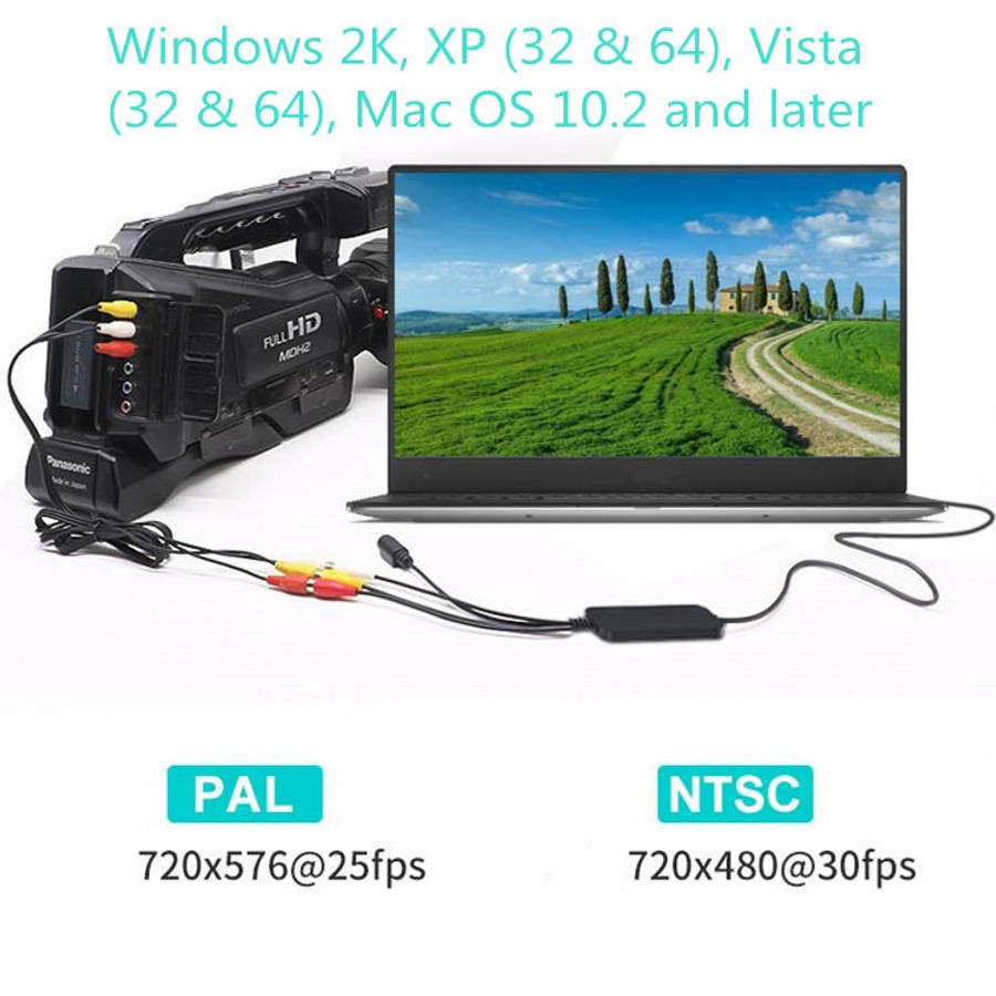 USB to RCA Cable 60+ Supports Vista 64 / Win 7 / Win 8 / Win 10 / Mac OS
