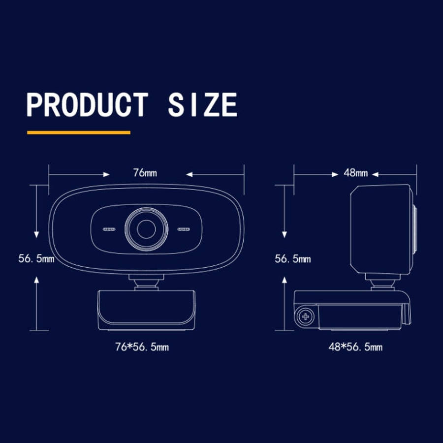C10 2K HD Without Distortion 360 Degrees Rotate Three-speed Fill Light USB Free Drive Webcams, Bu...