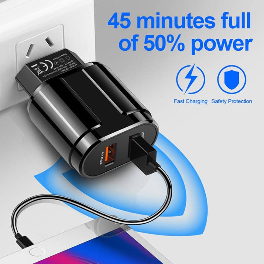Dual USB Portable Travel Charger + 1 Meter USB to 8 Pin Data Cable, US Plug