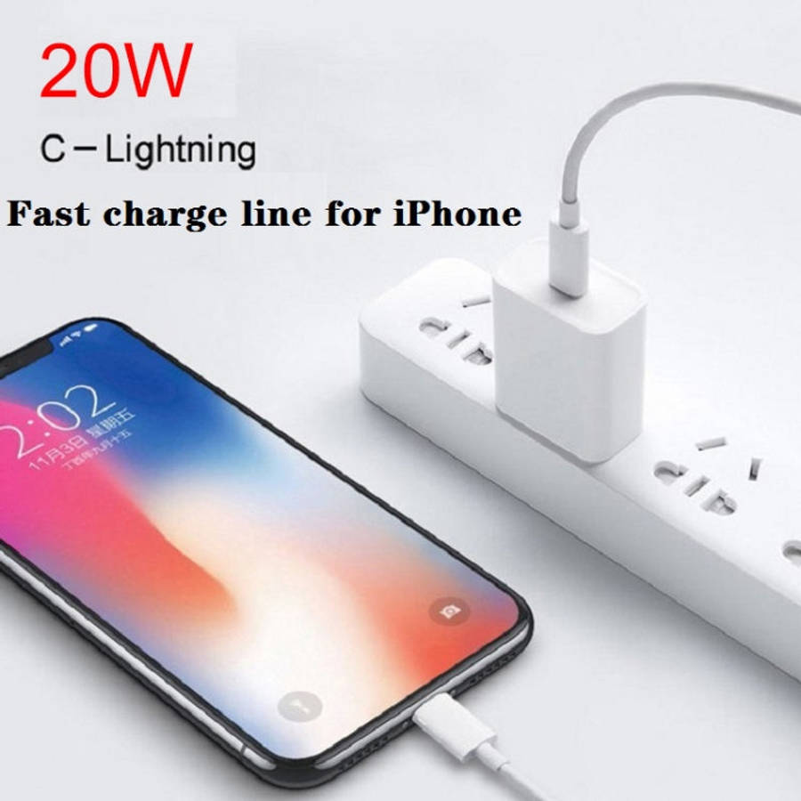 PD 20W Single USB-C / Type-C Port Travel Charger + 3A PD3.0 USB-C / Type-C to 8 Pin Fast Charge D...