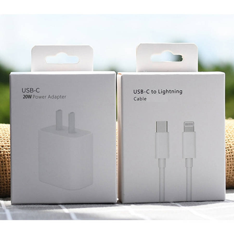 PD 20W Single USB-C / Type-C Port Travel Charger + 3A PD3.0 USB-C / Type-C to 8 Pin Fast Charge D...