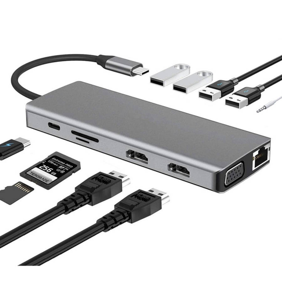 WS-04 12-in-1 Type-C Notebook Multi-function Docking Station, 12 in 1