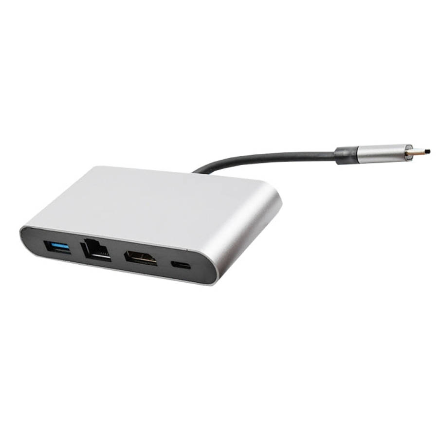 WS-07 Type-C 3.1 to RJ45 + HDMI + USB3.0 + PD 4-in-1 Converter Multifunctional Docking Station, W...