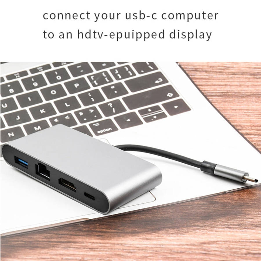 WS-07 Type-C 3.1 to RJ45 + HDMI + USB3.0 + PD 4-in-1 Converter Multifunctional Docking Station, W...