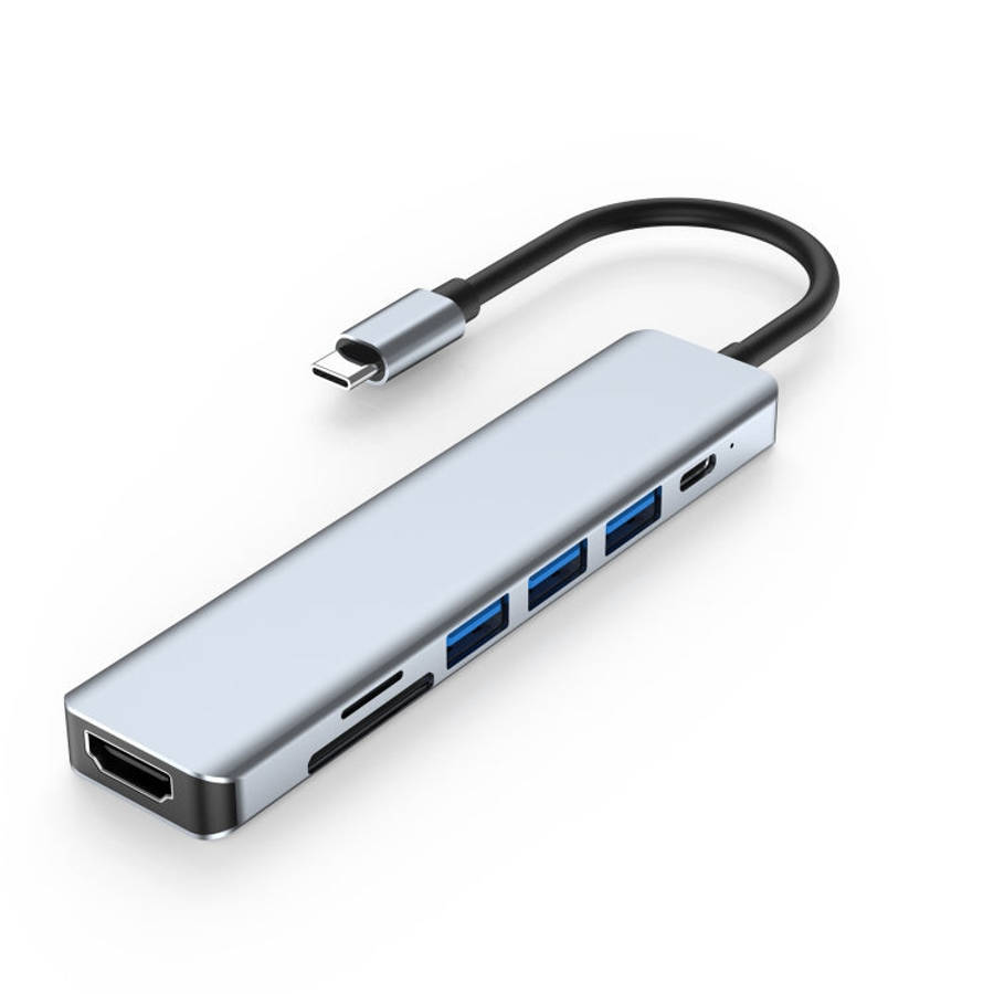 7 In 1 HDMI+SD/TF+USB2.0x2+USB3.0+PD to Type-C HUB Docking Station, 7 In 1 Station