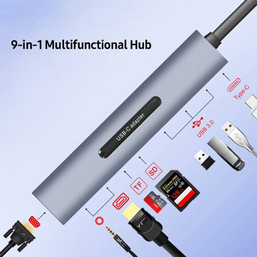 V161B 9-in-1 Type-C to HD / VGA / USB3.0 / SD / 3.5mm Audio / TF Card Reader HUB, V161B