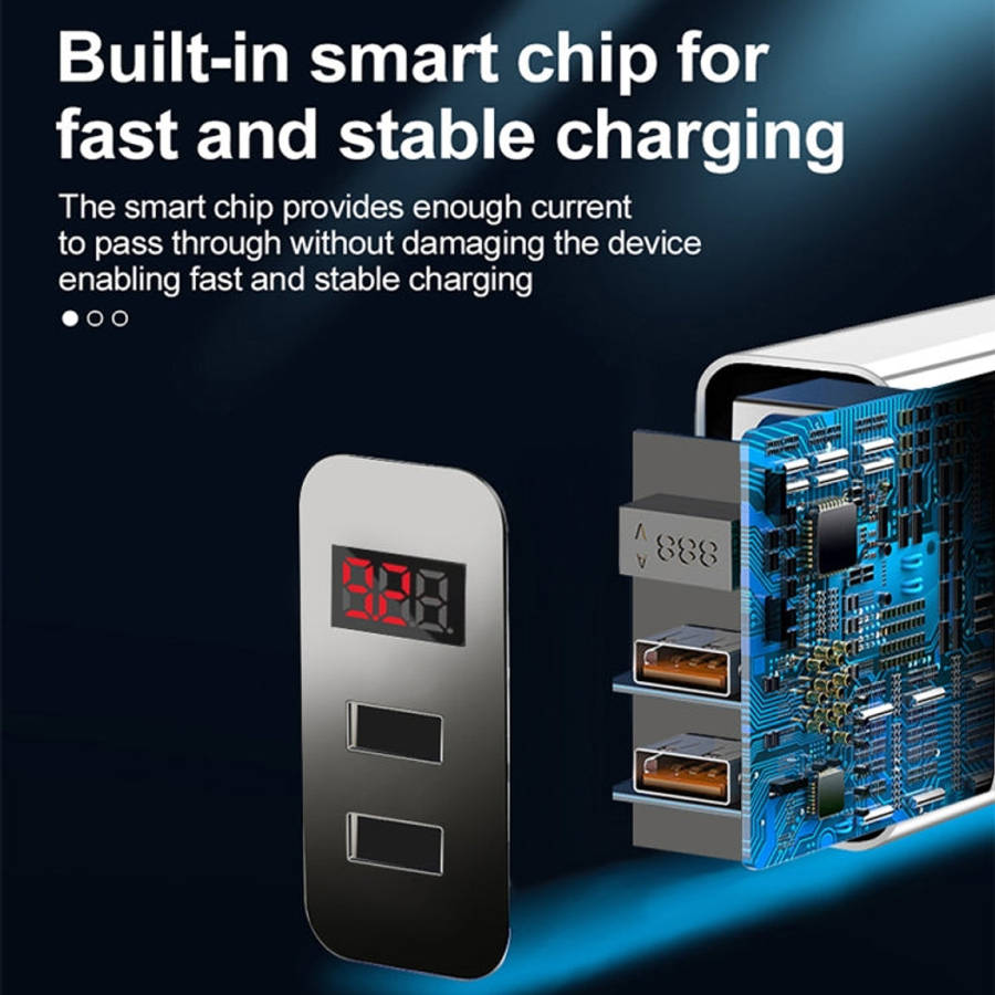 F002C QC3.0 USB + USB 2.0 LED Digital Display Fast Charger with USB to 8 Pin Data Cable, US Plug,...