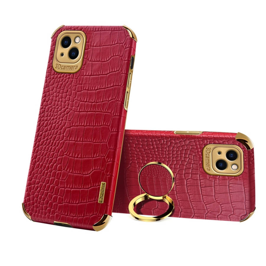 Electroplated TPU Crocodile Pattern Leather Case with Ring Holder, For iPhone 13 Pro Max, For iPh...