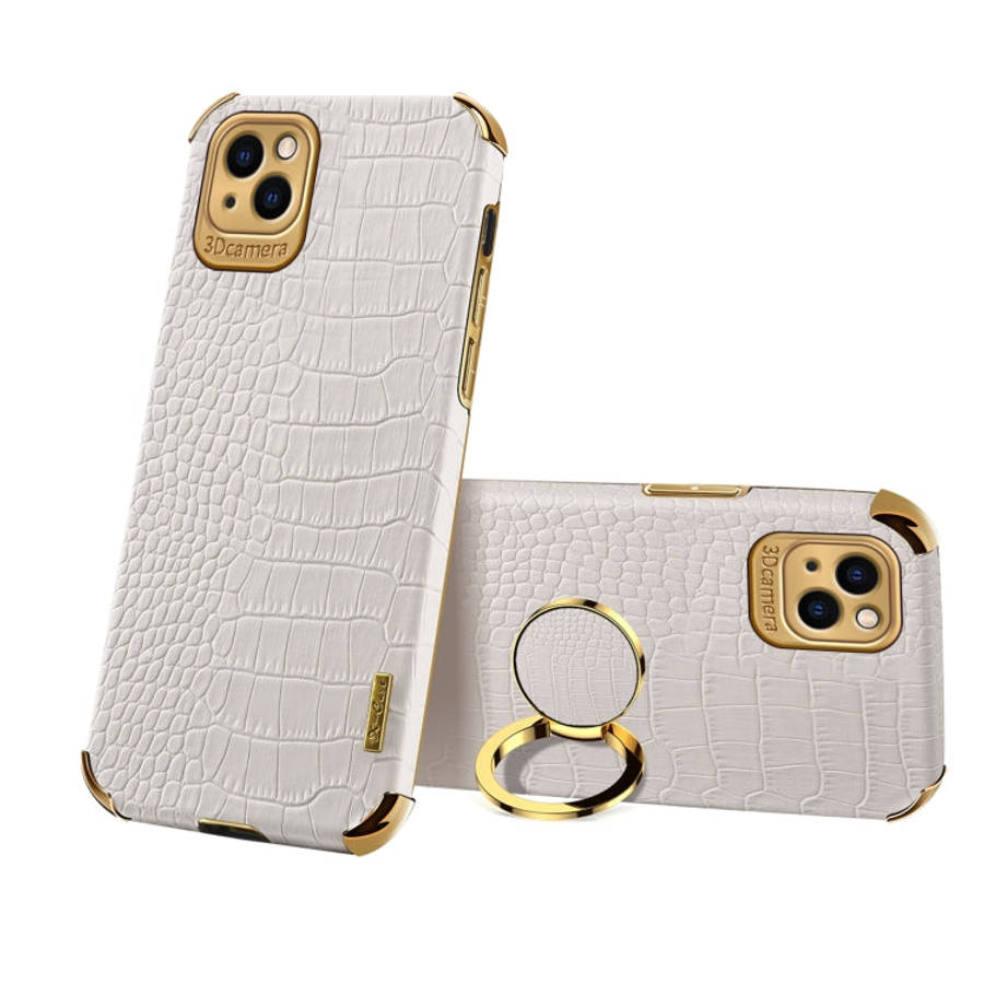 Electroplated TPU Crocodile Pattern Leather Case with Ring Holder, For iPhone 13 Pro Max, For iPh...