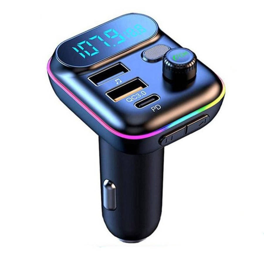 T70 Car MP3 Player FM Transmitter with Bluetooth USB Car Mobile Charger QC3.0 Quick Charge U Disk...