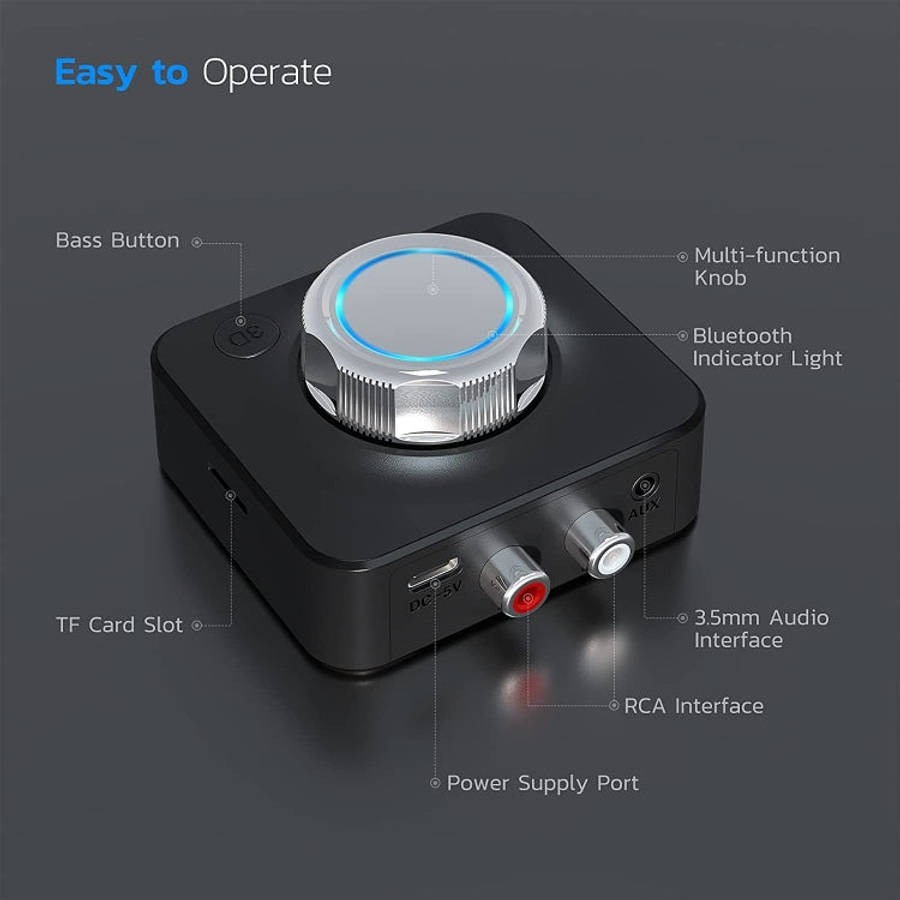 C39 Bluetooth 5.0 Receiver RCA to 3.5mm Wireless Audio Converter Supporrt TF Card, C39