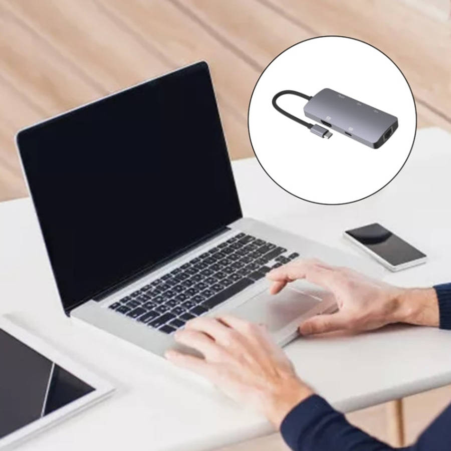 UC910 6-in-1 Type-C to HD+PD3.0+RJ45+USB3.0+USB2.0 x 2 Hub Adapter
