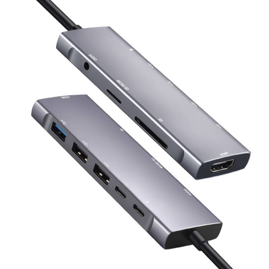 9-in-1 USB Type-C to HDMI+USB3.0x3+Type-C+PD+SD/TF+Audio HUB Adapter, HDMI+USB3.0x3+Type-C+PD+SD/...