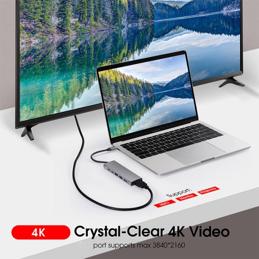 9-in-1 USB Type-C to HDMI+USB3.0x3+Type-C+PD+SD/TF+Audio HUB Adapter, HDMI+USB3.0x3+Type-C+PD+SD/...