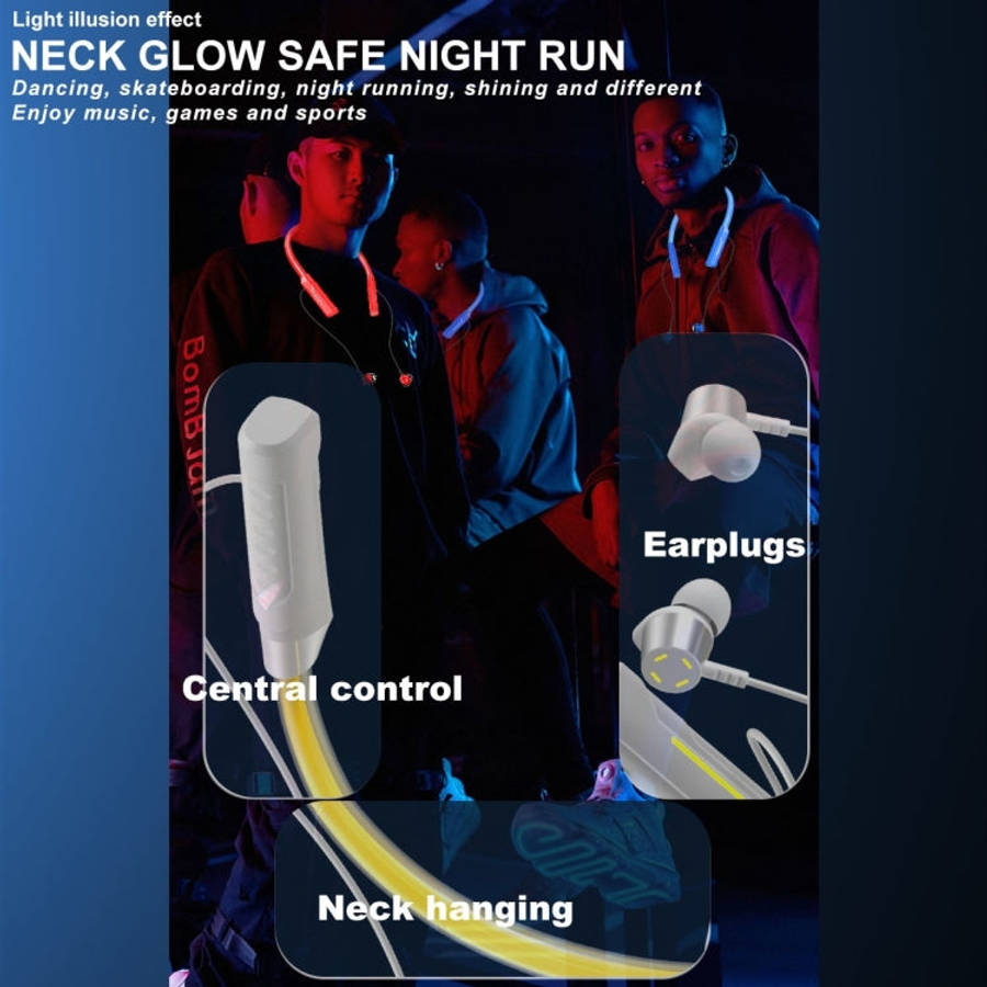 JG4 Flashing LED Neck-mounted Stereo Bluetooth Wireless Earphone