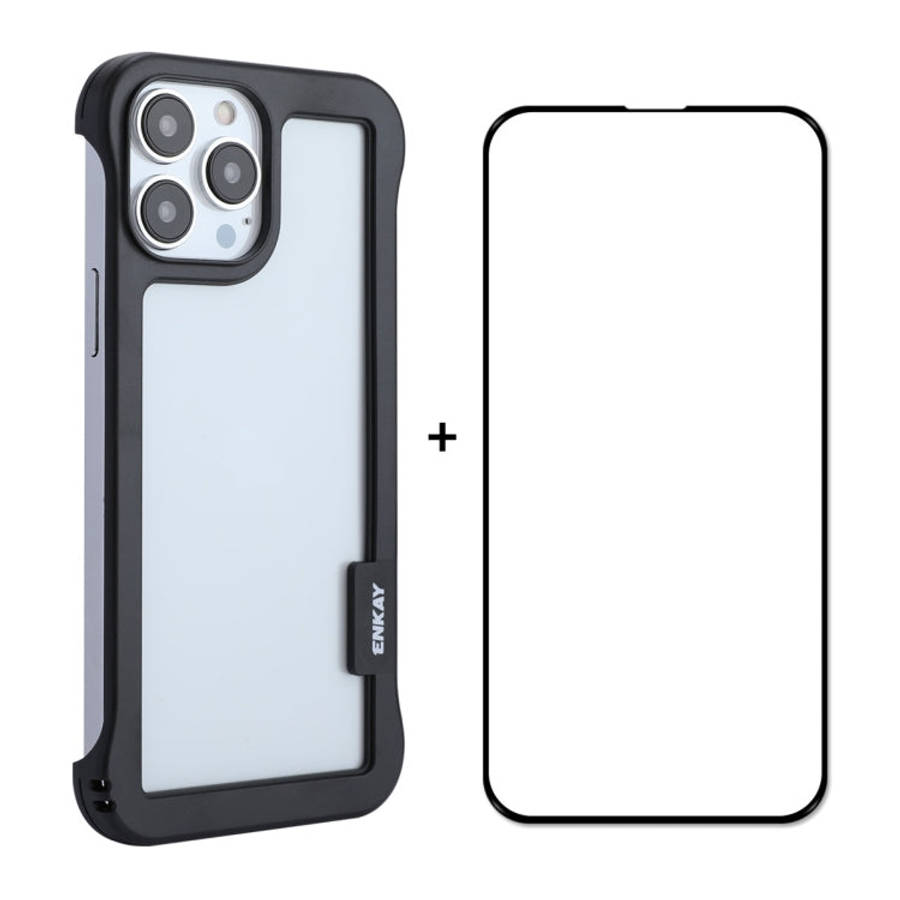 ENKAY Frameless Hollow PC Case + Glass Film for iPhone 13 Pro Max, For iPhone 13 Pro Max