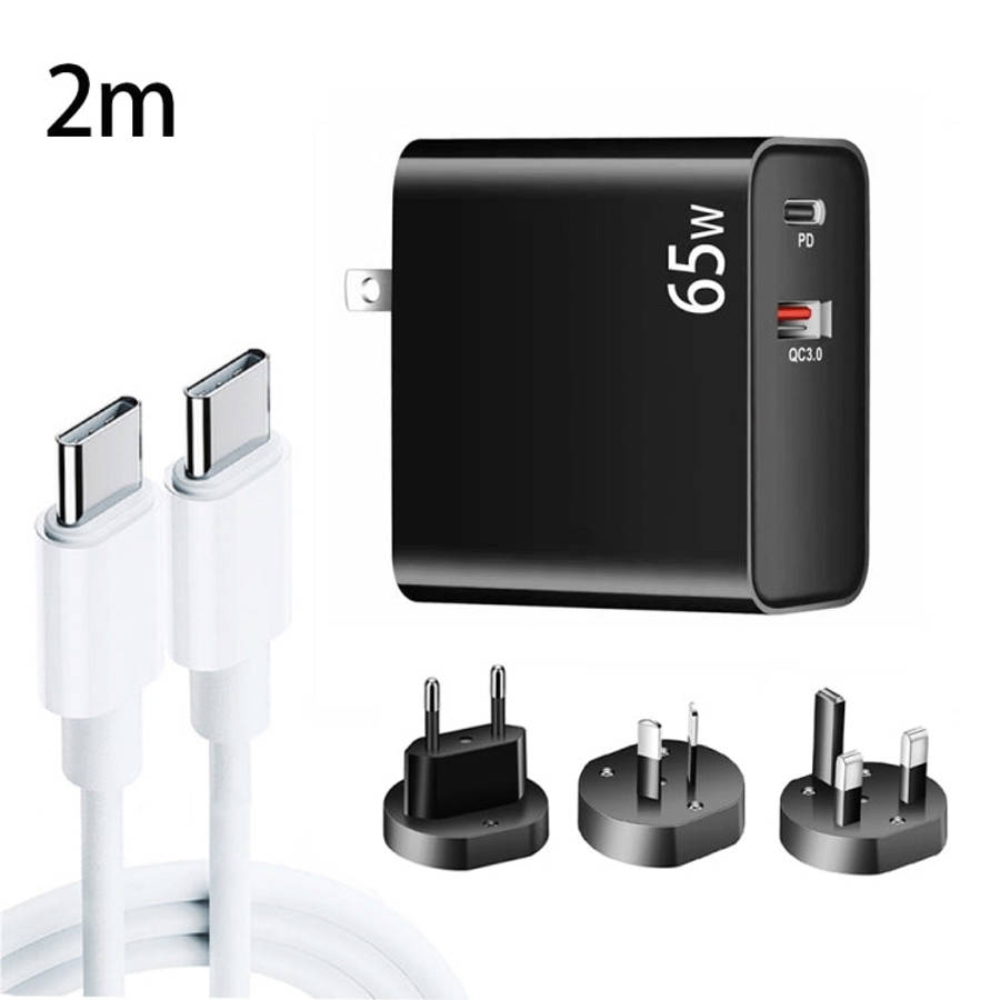 PD-65W USB-C / Type-C + QC3. 0 USB Laptop Charging Adapter + 2m USB-C / Type-C to USB-C / Type-C ...