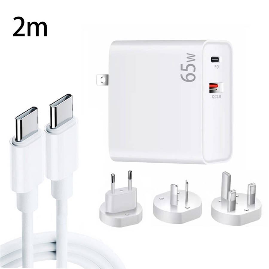 PD-65W USB-C / Type-C + QC3. 0 USB Laptop Charging Adapter + 2m USB-C / Type-C to USB-C / Type-C ...