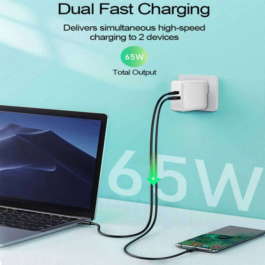 PD-65W USB-C / Type-C + QC3. 0 USB Laptop Charging Adapter + 2m USB-C / Type-C to USB-C / Type-C ...