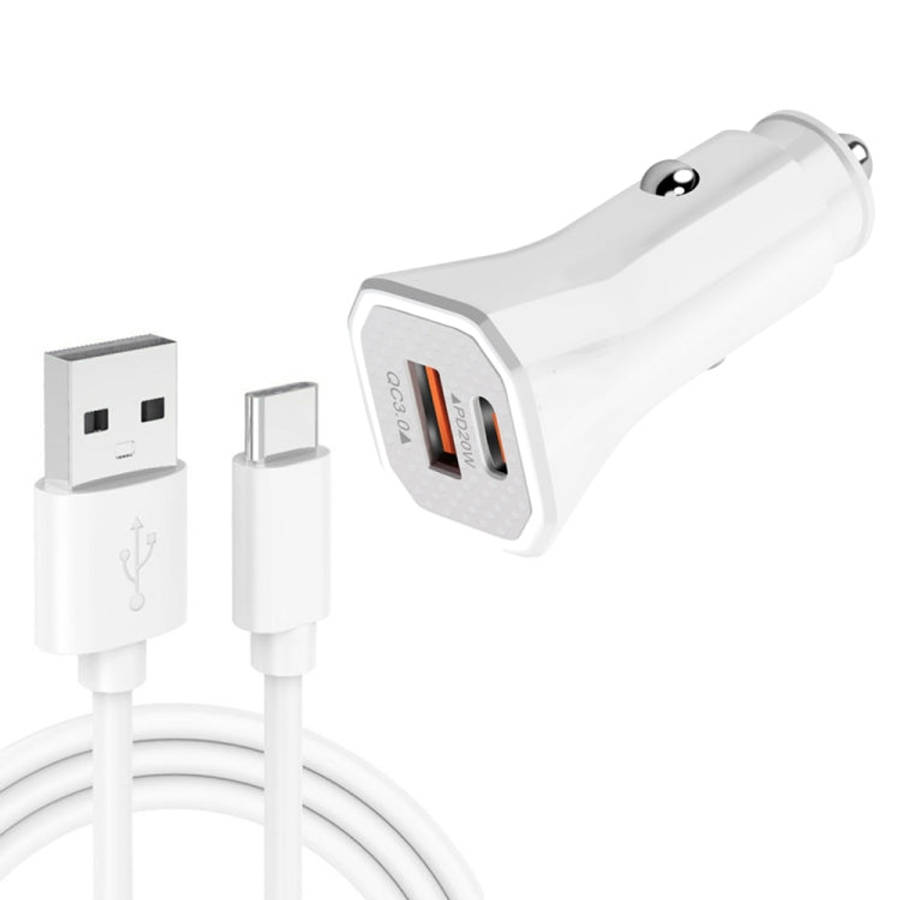 TE-P22 38W PD USB-C / Type-C + QC3. 0 USB Car Charger with 1m USB to USB-C / Type-C Data Cable, w...