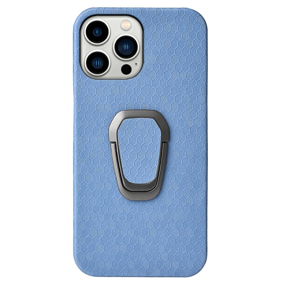 For iPhone 14 Pro Max Ring Holder Honeycomb PU Phone Case, For iPhone 14 Pro Max