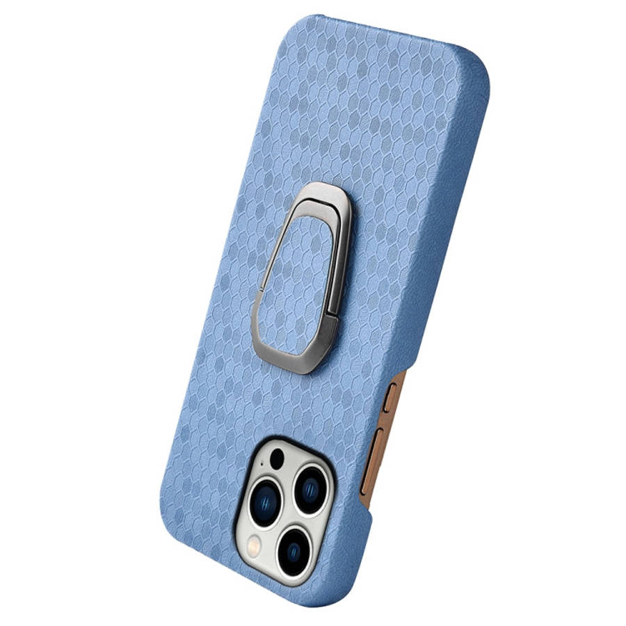 For iPhone 14 Pro Max Ring Holder Honeycomb PU Phone Case, For iPhone 14 Pro Max