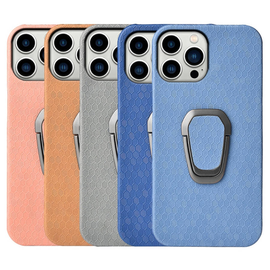 Ring Holder Honeycomb PU Phone Case For iPhone 14 Pro, For iPhone 14 Pro