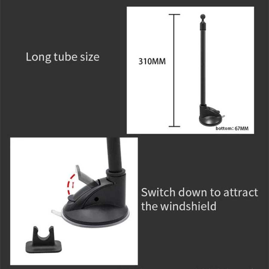 A190+X35 Car Phone Holder Windshield Sucker Mount Bendable Long Arm Stand, A190+X35