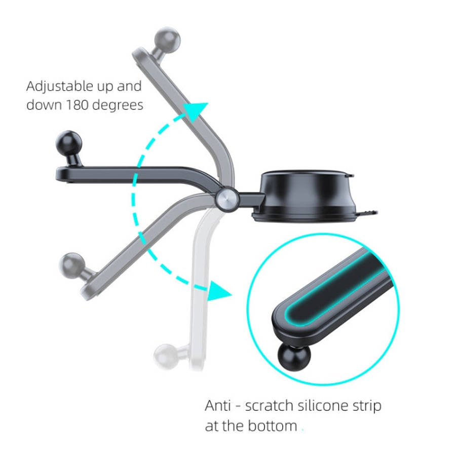 A190+X157 Car Phone Holder Dashboard Sucker Mount Stand  Retractable Clamp Arm, A190+X157