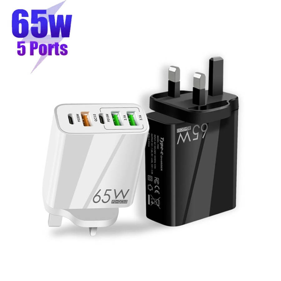 65W Dual PD Type-C + 3 x USB Multi Port Charger with 3A USB to 8 Pin Data Cable, UK Plug, UK Plug...