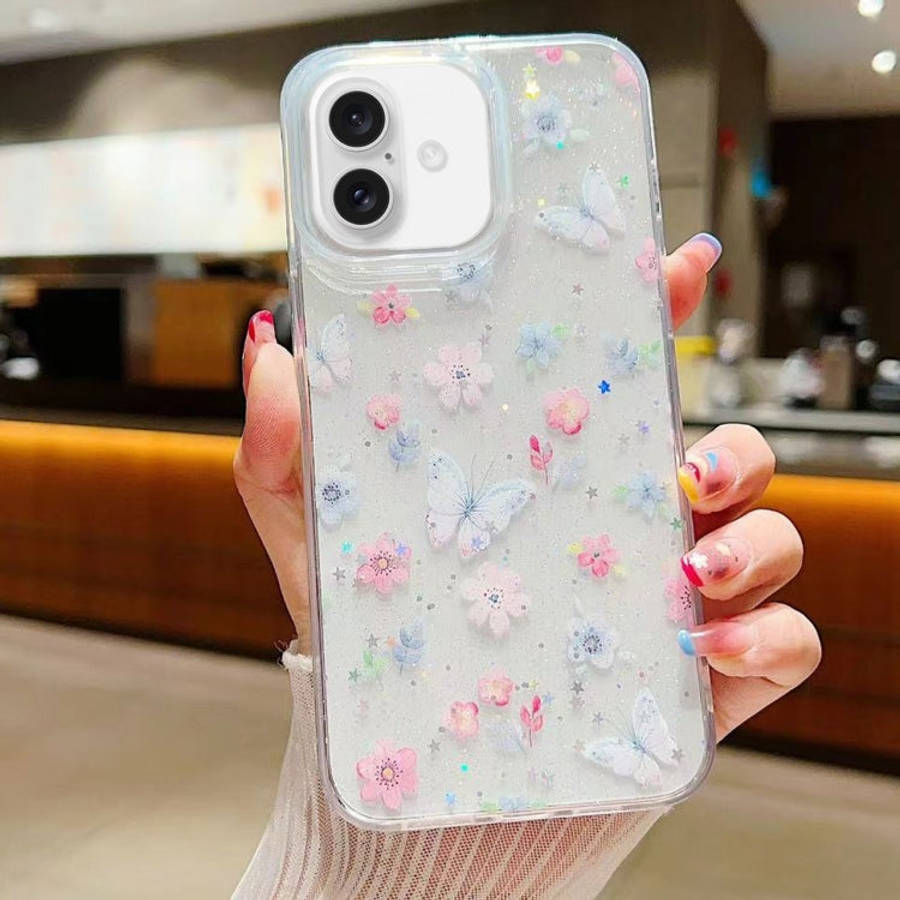 Fresh Small Floral Epoxy TPU Phone Case, For iPhone 16 Pro Max, For iPhone 16 Pro, For iPhone 16 ...