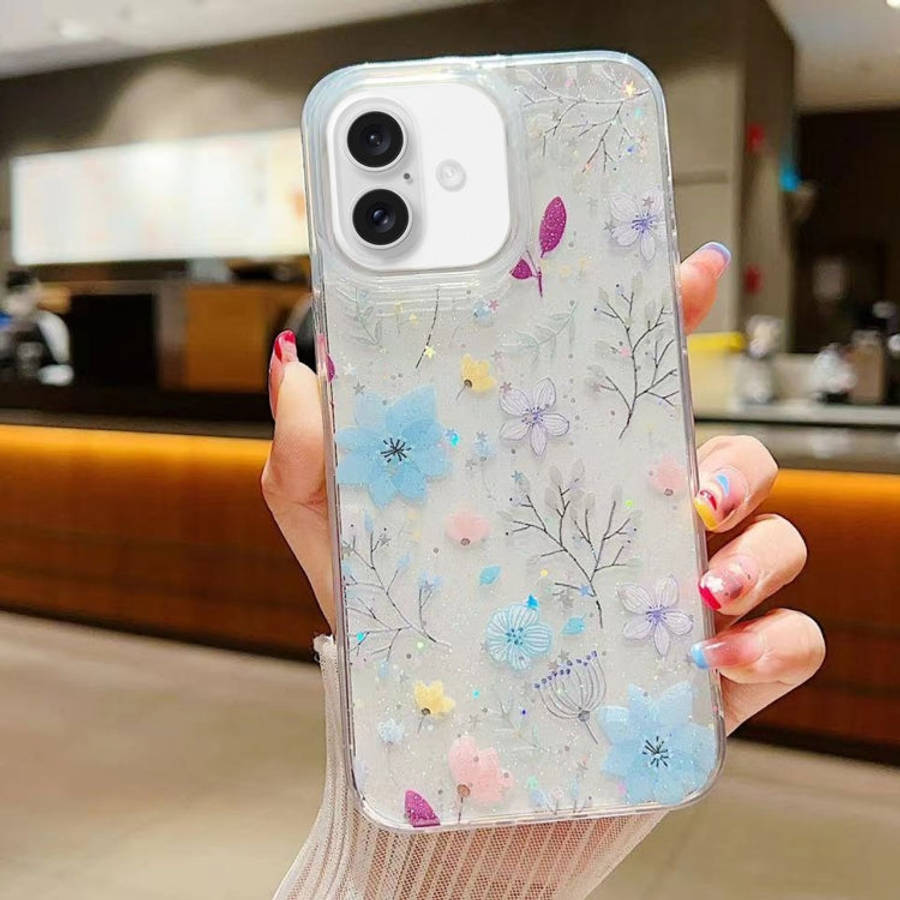 Fresh Small Floral Epoxy TPU Phone Case, For iPhone 16 Pro Max, For iPhone 16 Pro, For iPhone 16 ...