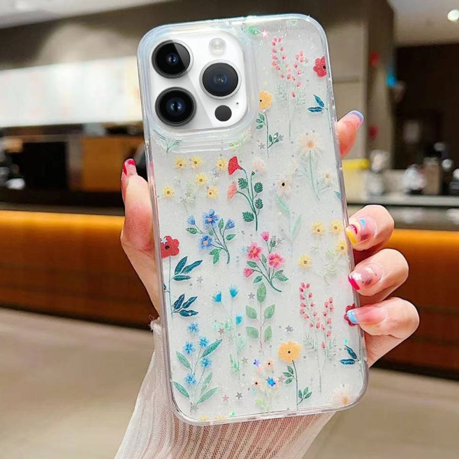 Fresh Small Floral Epoxy TPU Phone Case, For iPhone 16 Pro Max, For iPhone 16 Pro, For iPhone 16 ...