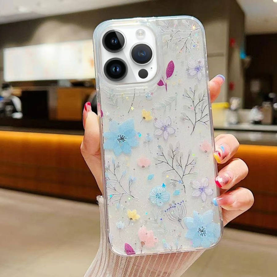 Fresh Small Floral Epoxy TPU Phone Case, For iPhone 16 Pro Max, For iPhone 16 Pro, For iPhone 16 ...