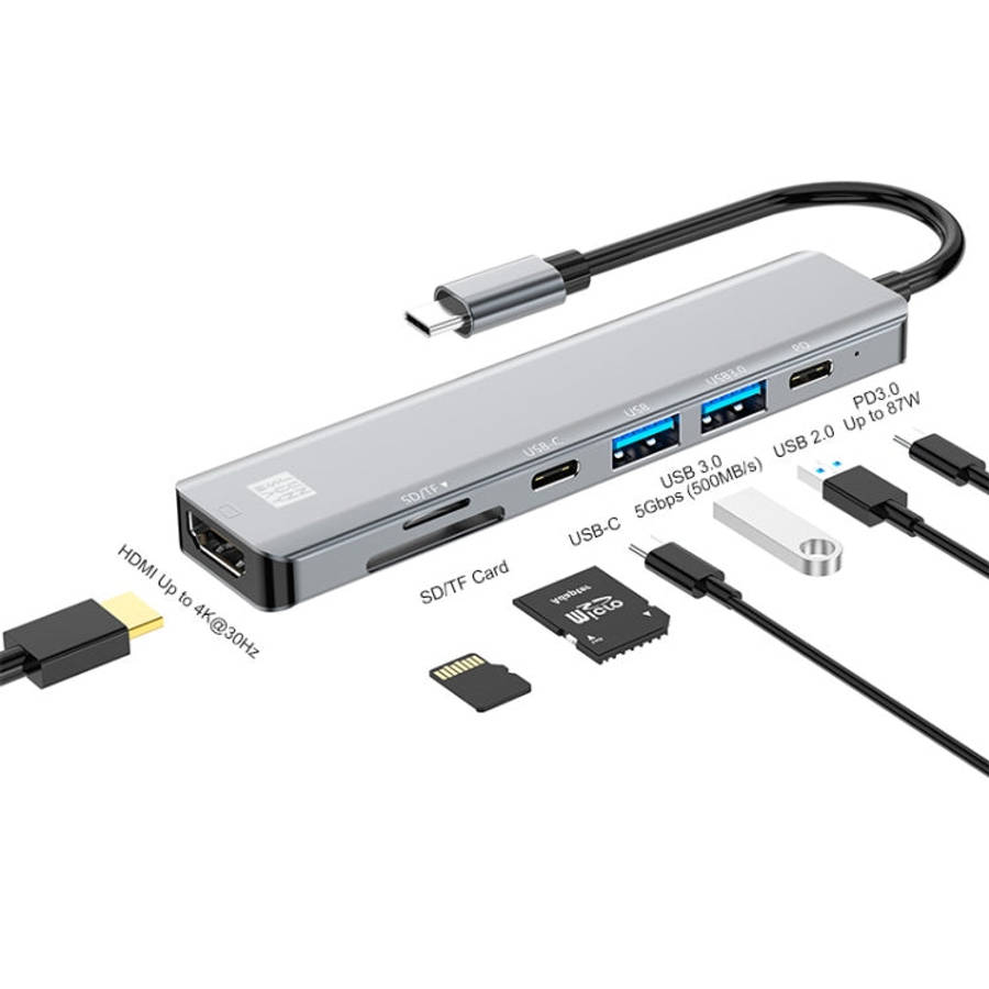JUNSUNMAY 7 in 1 Type-C to 4K HDMI Docking Station Adapter PD Quick Charge Hub SD/TF Card Reader,...