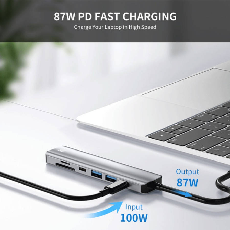 JUNSUNMAY 7 in 1 Type-C to 4K HDMI Docking Station Adapter PD Quick Charge Hub SD/TF Card Reader,...