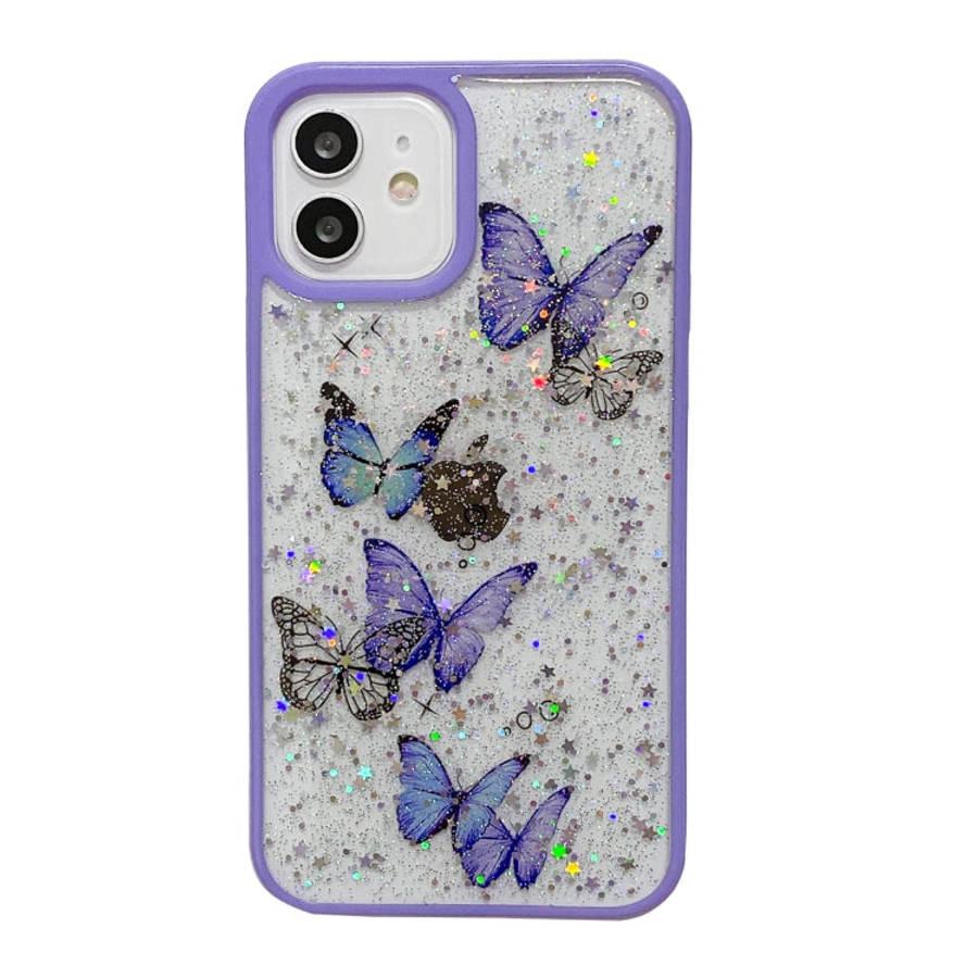 Color Butterfly Glitter Epoxy TPU Phone Case, For iPhone 14 Pro Max, For iPhone 14 Plus, For iPho...