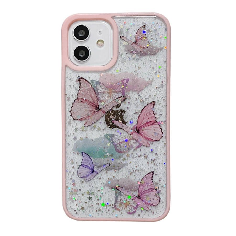 Color Butterfly Glitter Epoxy TPU Phone Case, For iPhone 14 Pro Max, For iPhone 14 Plus, For iPho...