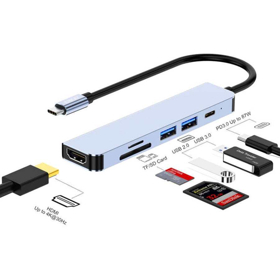 ENKAY Hat-Prince 6 in 1 Type-C Hub 4K HDMI Docking Station Adapter USB-C PD Quick Charge SD/TF Ca...
