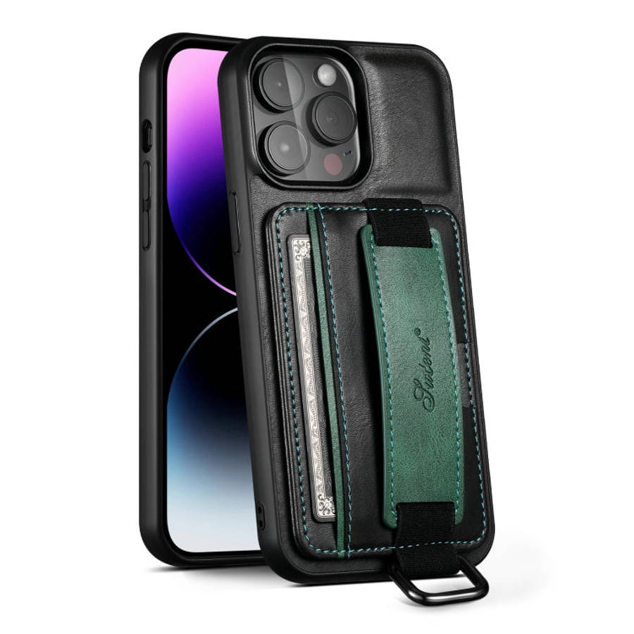 Suteni H13 Card Wallet Wrist Strap Holder PU Phone Case, For iPhone 11 Pro, For iPhone 11, For iP...