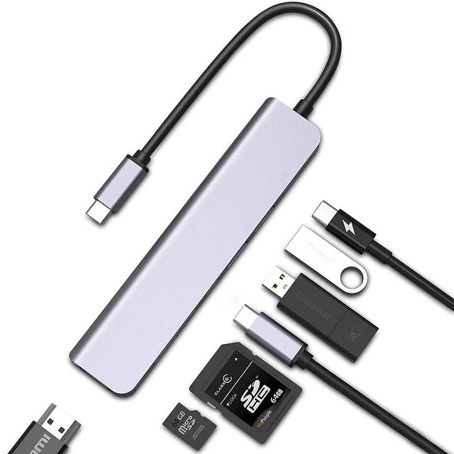 USB C Hub 7-in-1 USB C Multiport Adapter withHDMI 100W PD and SD/TF Card Reader