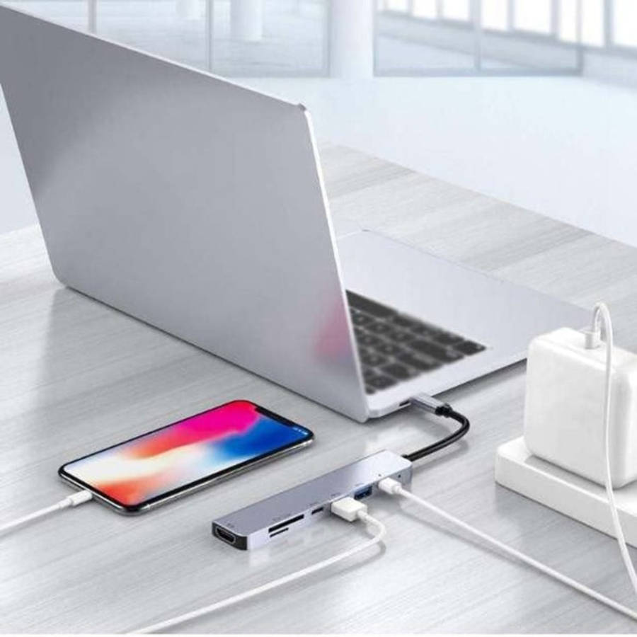 USB C Hub 7-in-1 USB C Multiport Adapter withHDMI 100W PD and SD/TF Card Reader