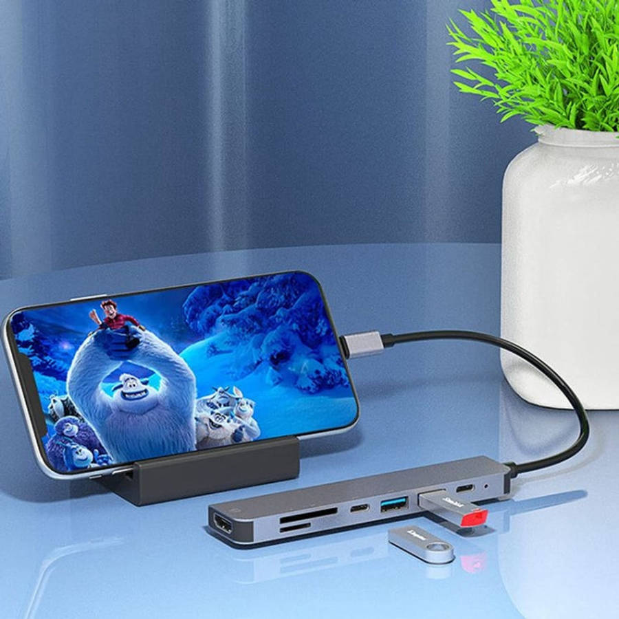 USB C Hub 7-in-1 USB C Multiport Adapter withHDMI 100W PD and SD/TF Card Reader